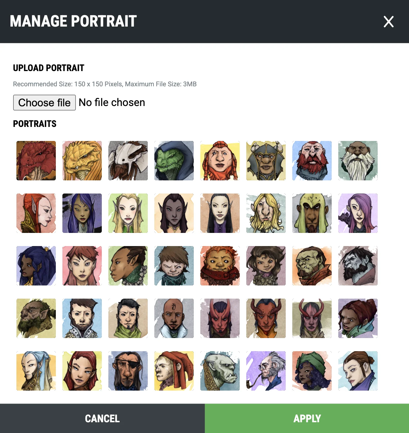 D&D Beyond: Manage Portrait