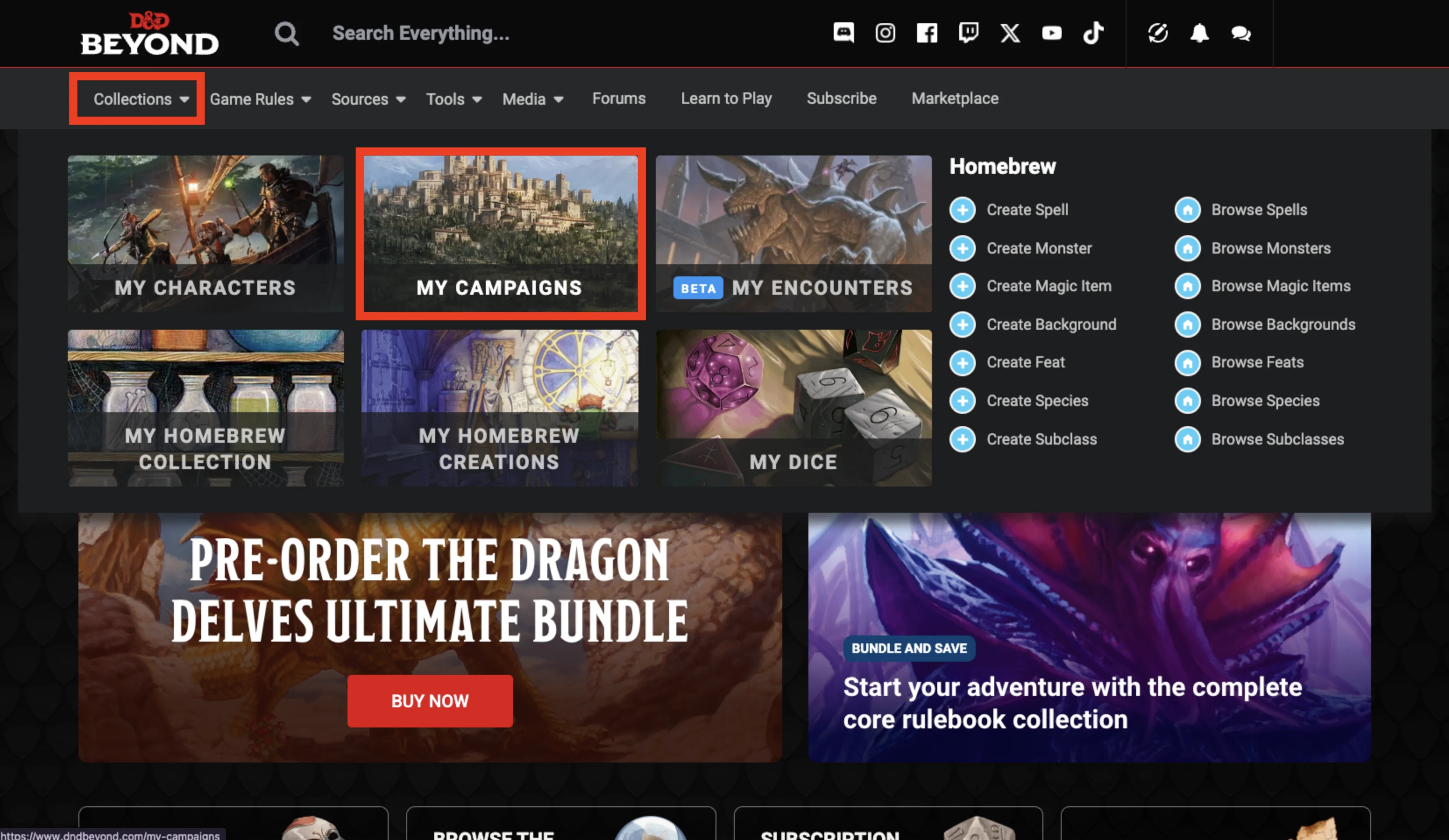 D&D Beyond: My campaigns