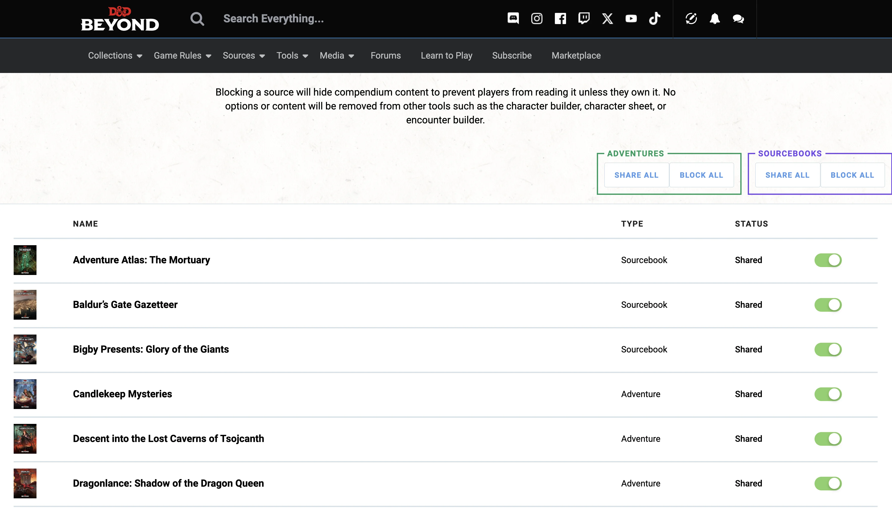 D&D Beyond: Content Sharing