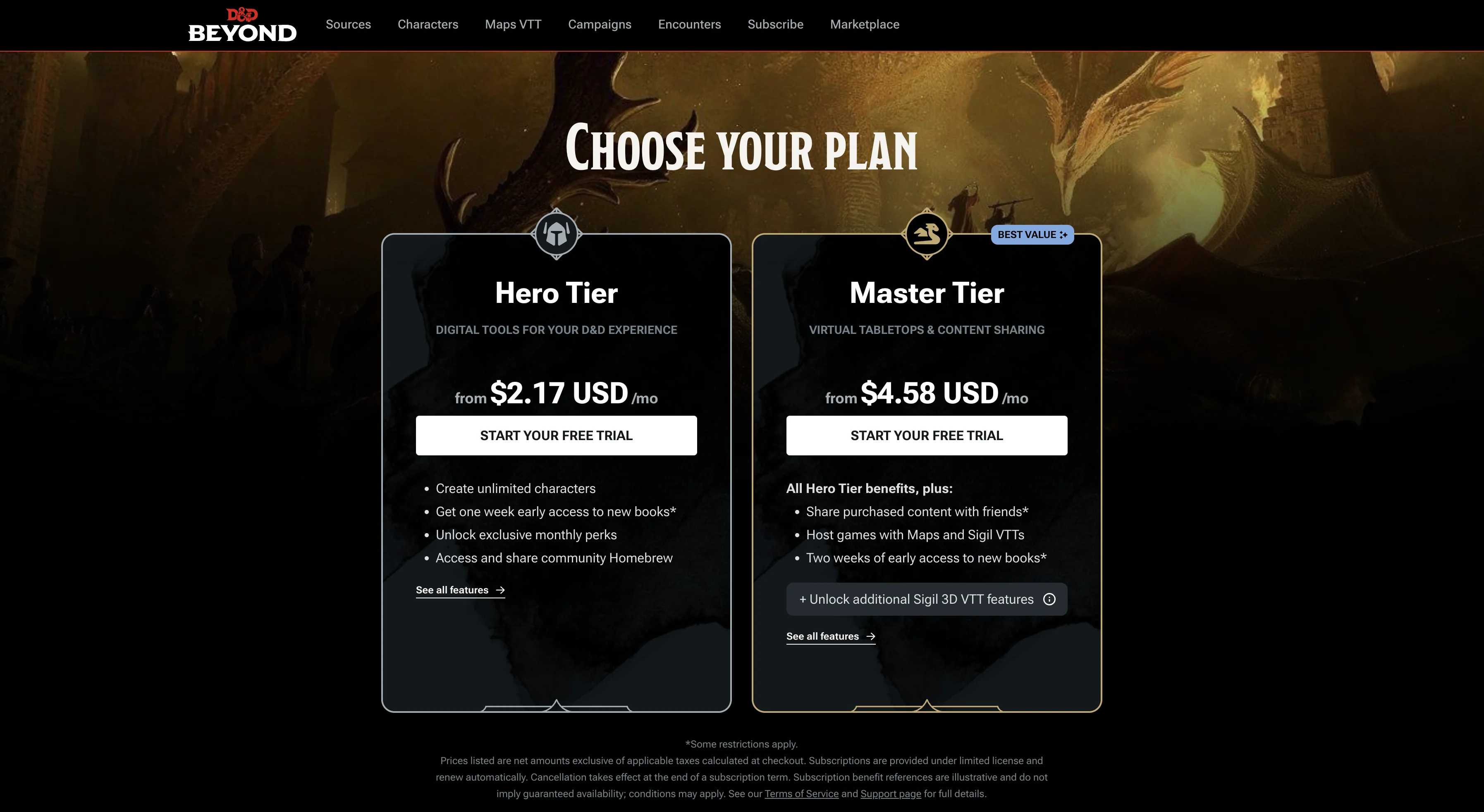 D&D Beyond: Master Tier subscription